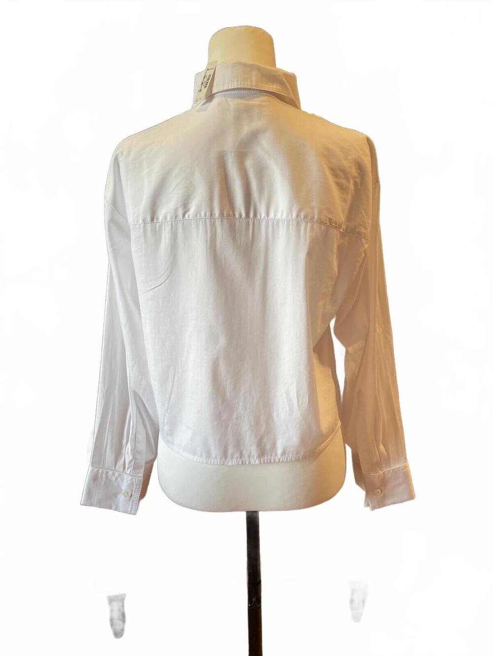 Madewell White Straight Hem Tuxedo Shirt XXS Boxy Crop New With Tags - Picture 2 of 7